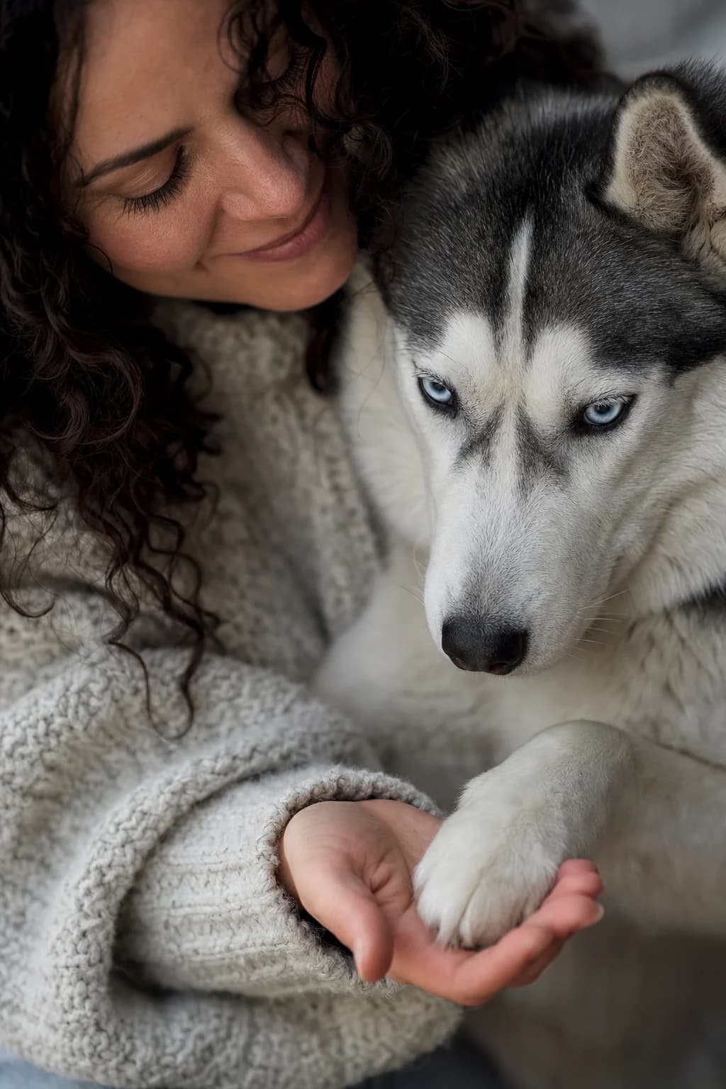 Paw in hand sample portrait